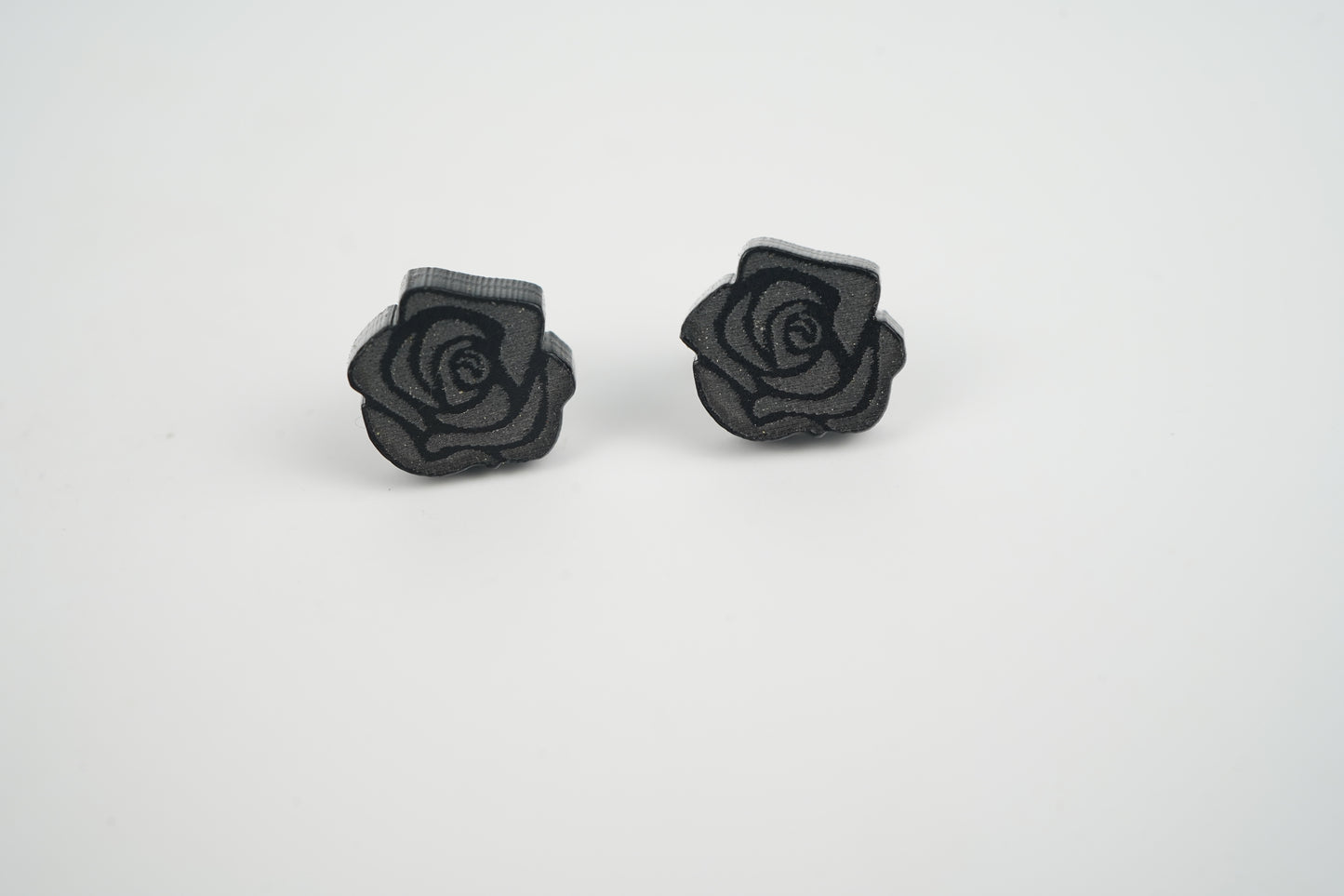 Black Rose Stud Earrings