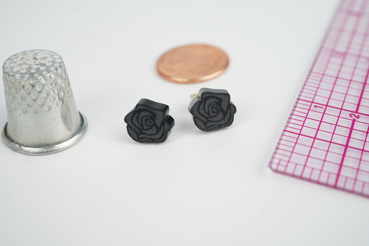 Black Rose Stud Earrings