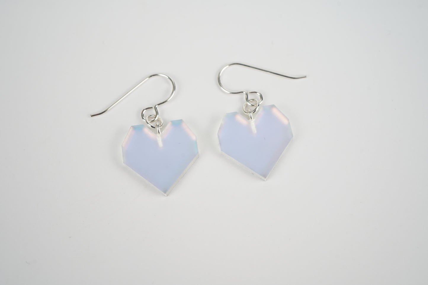 Heart Dangle Earrings- Iridescent