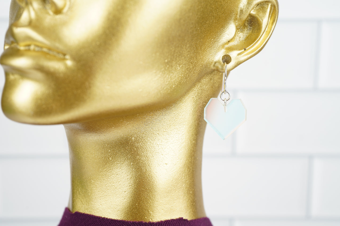 Heart Dangle Earrings- Iridescent