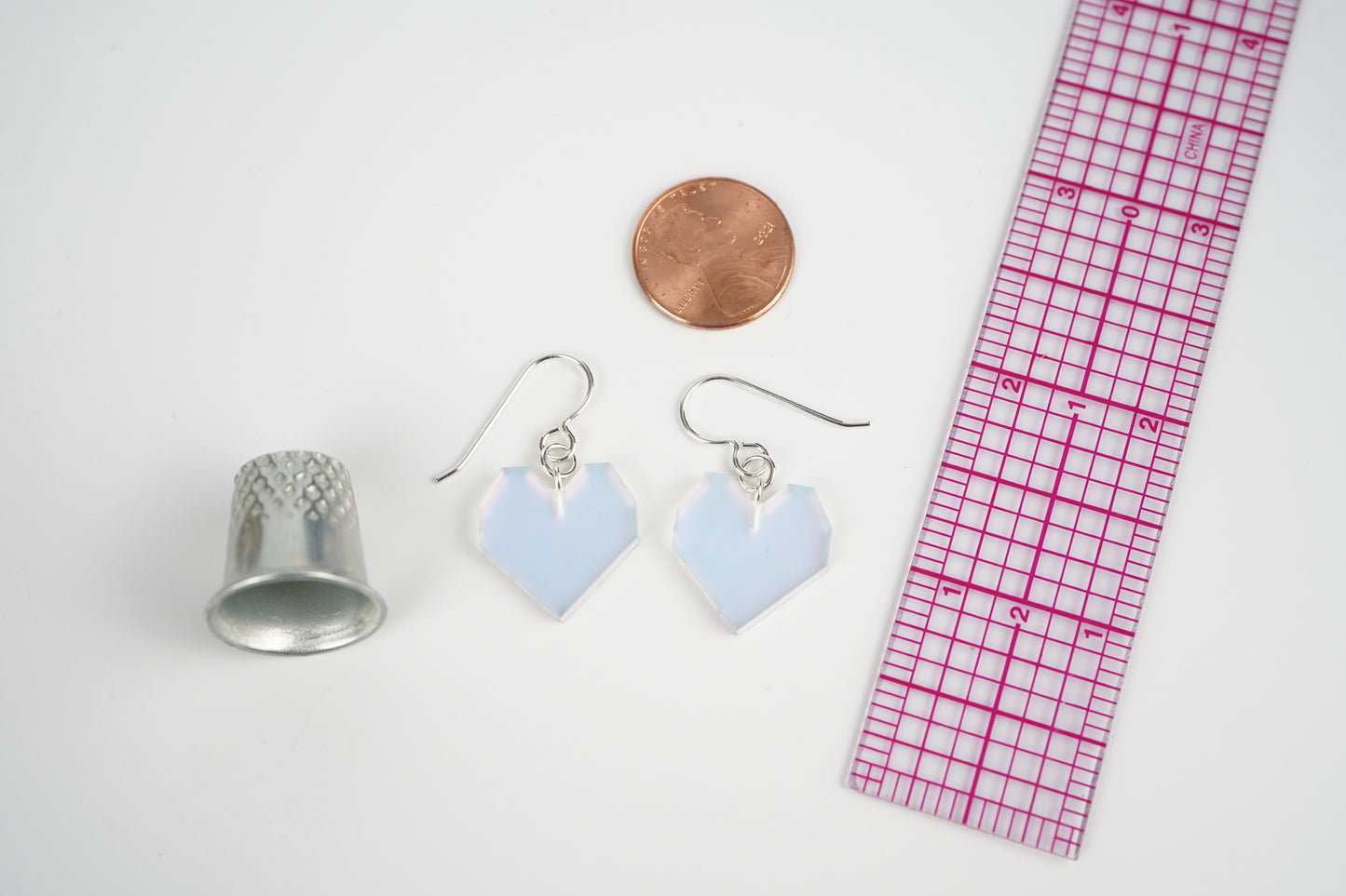 Heart Dangle Earrings- Iridescent