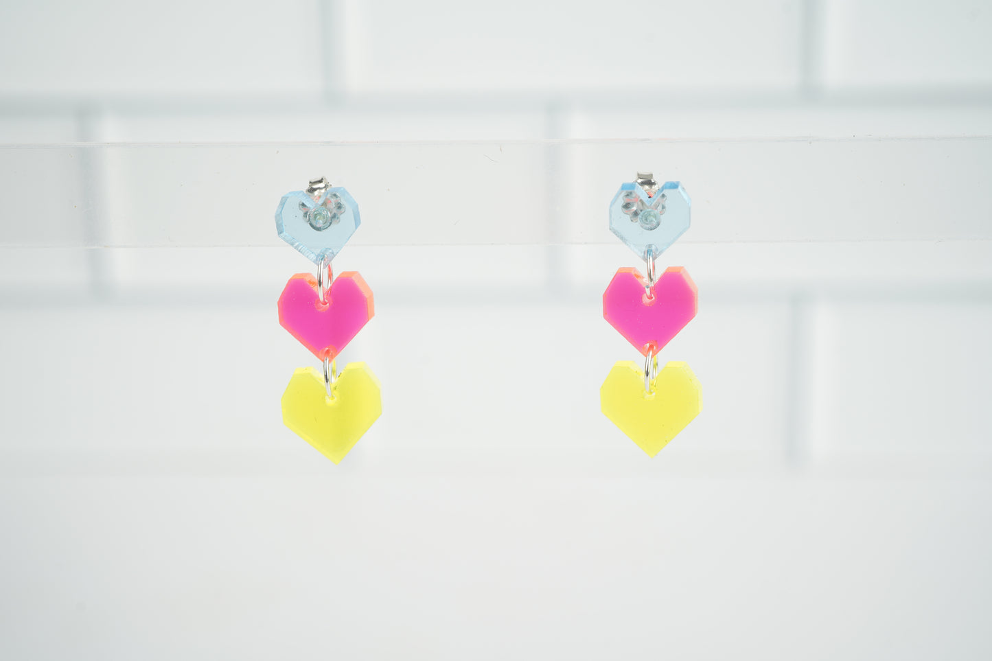 Multi Heart Dangle Stud Earrings