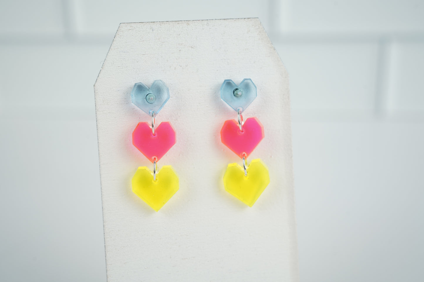 Multi Heart Dangle Stud Earrings