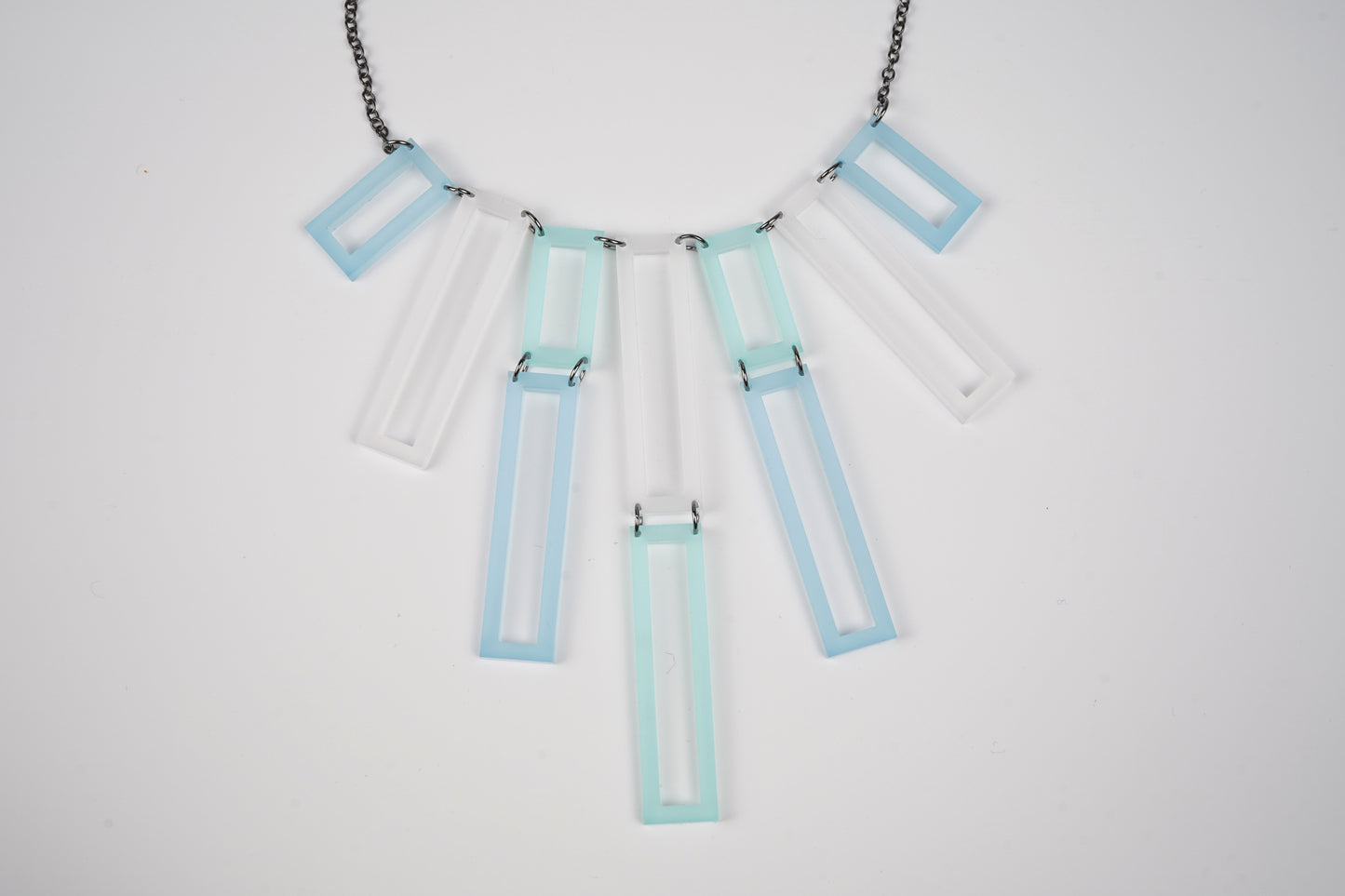 Geometric Rectangular Layered Necklace- Ocean Vibes