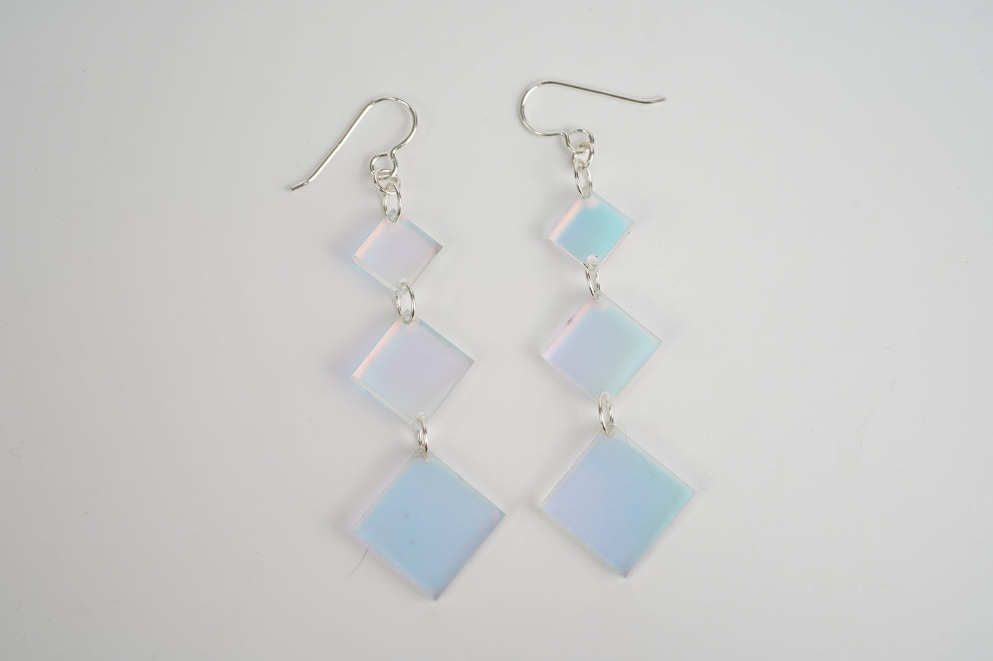 Square Diamond Dangle Earrings- Iridescent