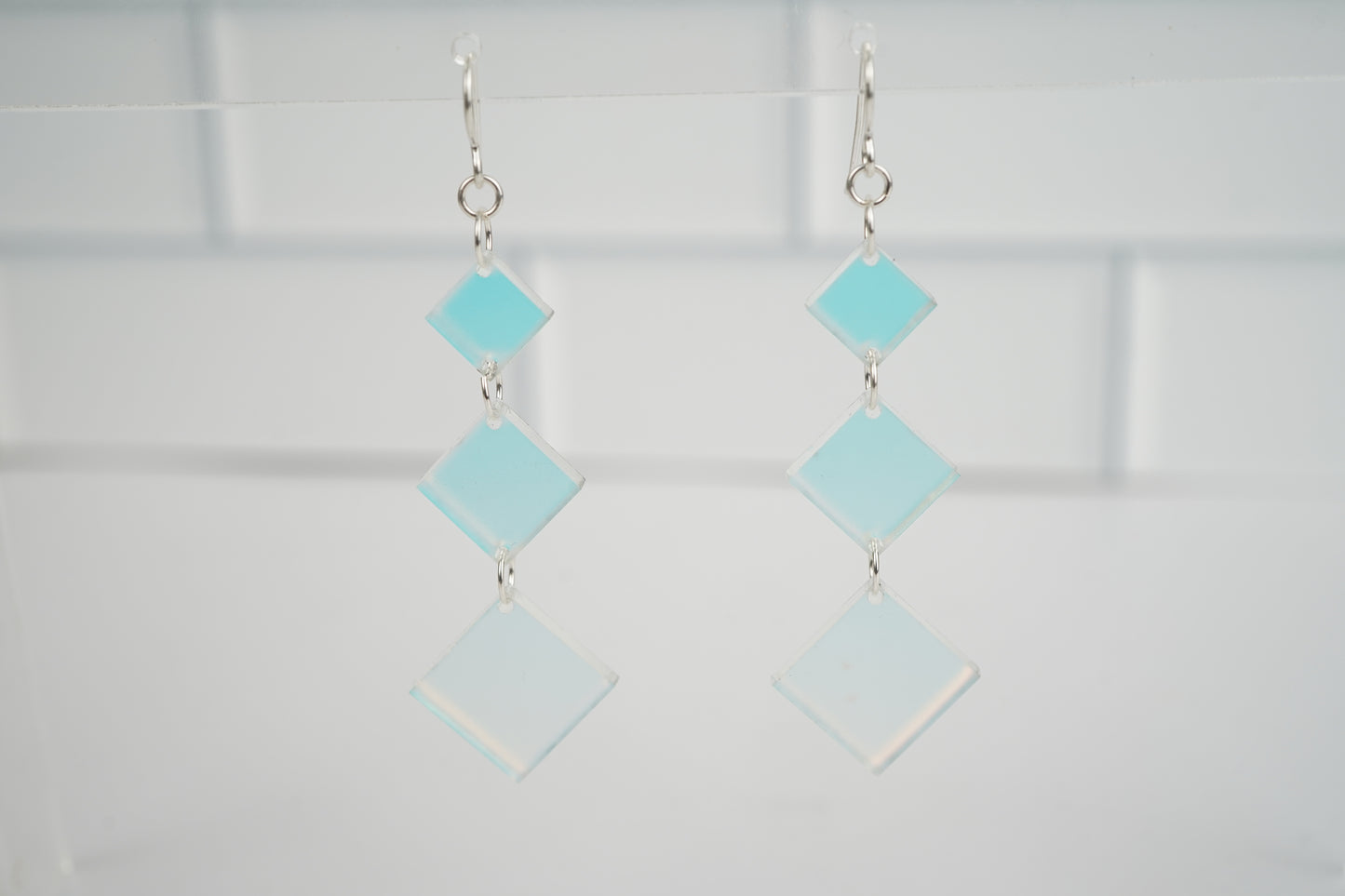 Square Diamond Dangle Earrings- Iridescent