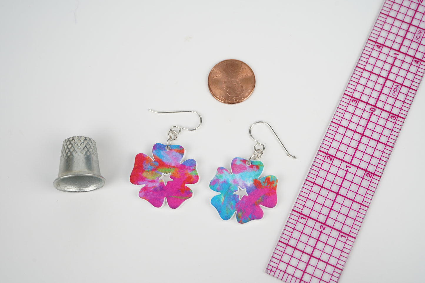 Tie-Dye Flower Dangle Earrings